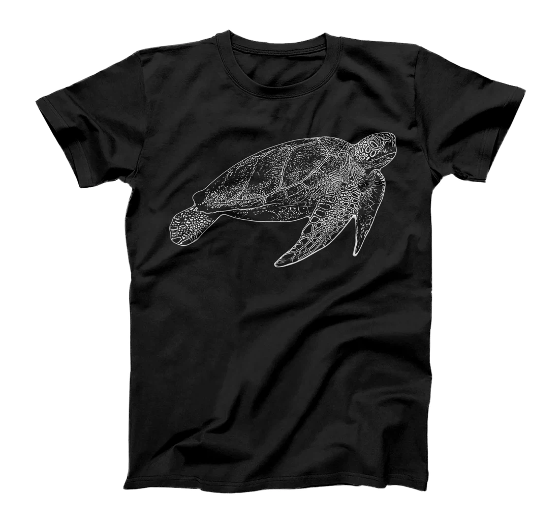 Personalized White Turtle Drawing T-Shirt, Kid T-Shirt and Women T-Shirt