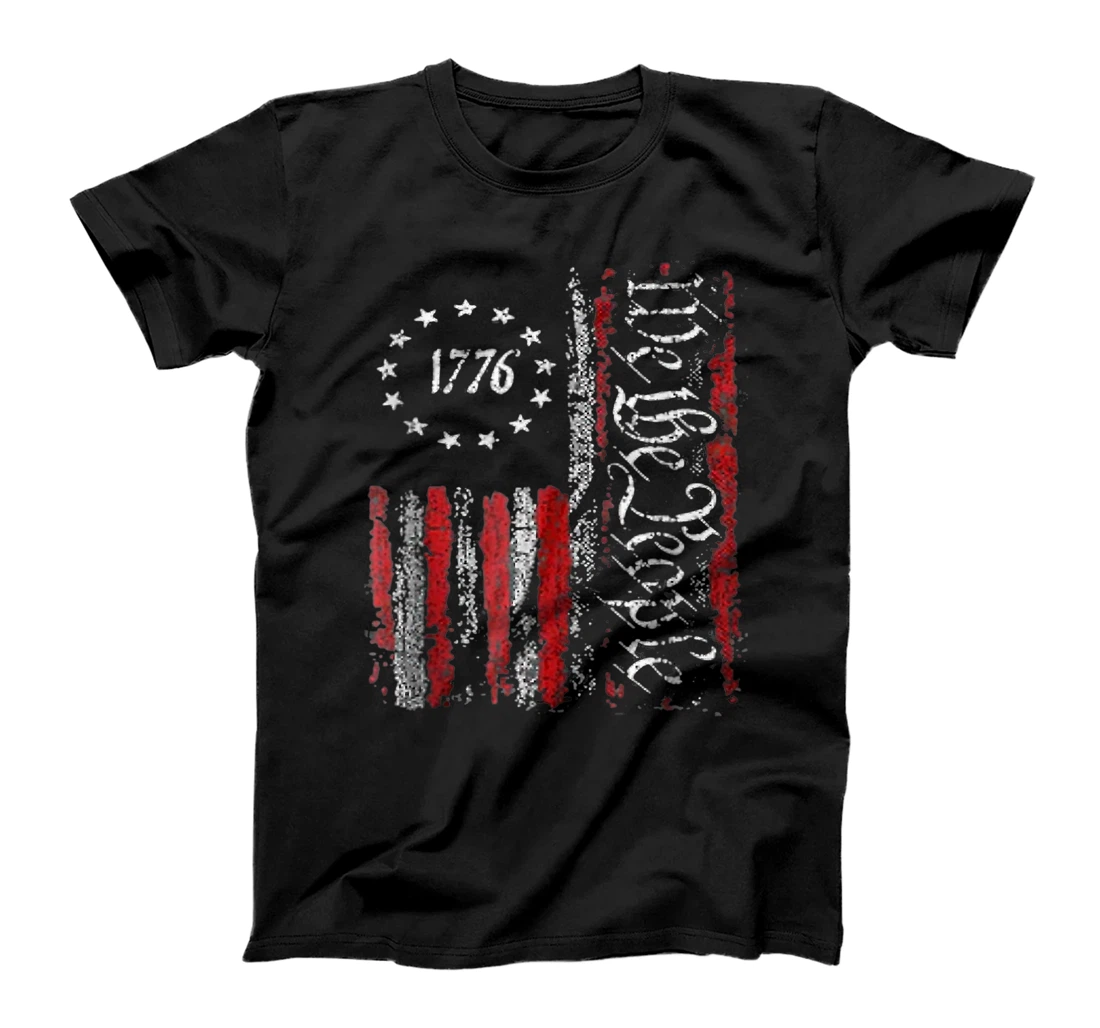 Personalized Vintage Old American Flag Patriotic 1776 We The People USA T-Shirt, Women T-Shirt