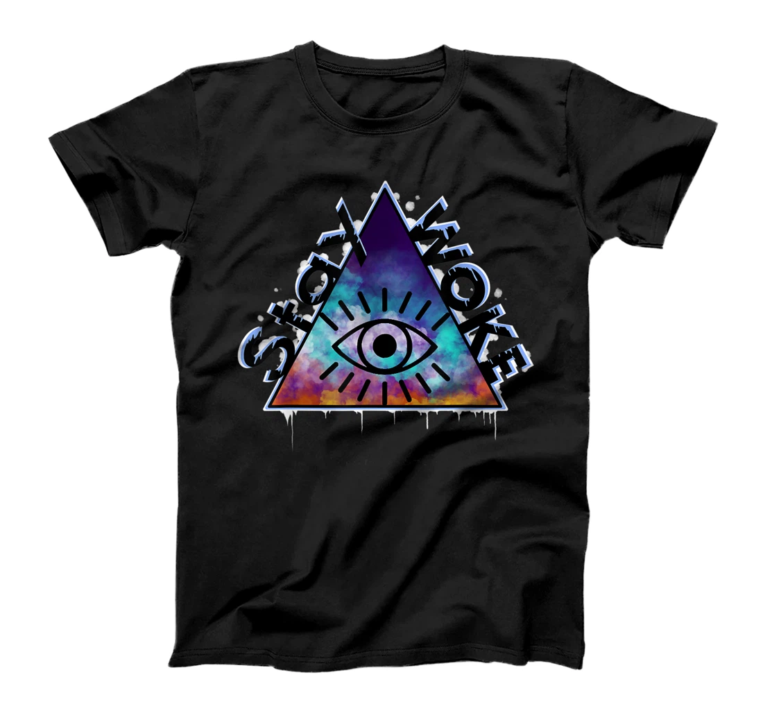 Personalized All seeing Eye Graphic Stay Woke triangle T-Shirt, Women T-Shirt