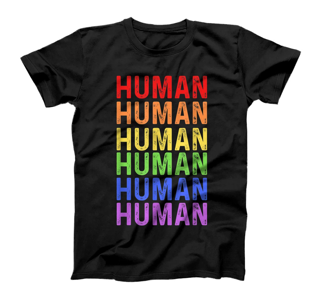 Personalized Proud LGBT Human Rainbow Retro Vintage Gay Pride Month LGBTQ T-Shirt, Women T-Shirt