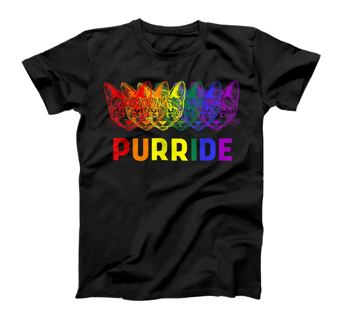 Personalized Gay Pride Tee for Women Men Purride LGBT Rainbow Cat Lover T-Shirt, Women T-Shirt