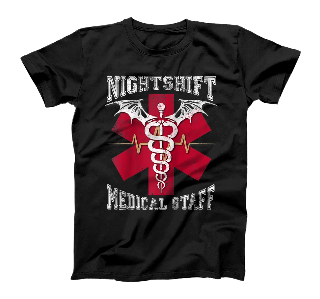 Nightshift Medical Staff Caduceus Bat Wing White Gift T-Shirt, Women T-Shirt