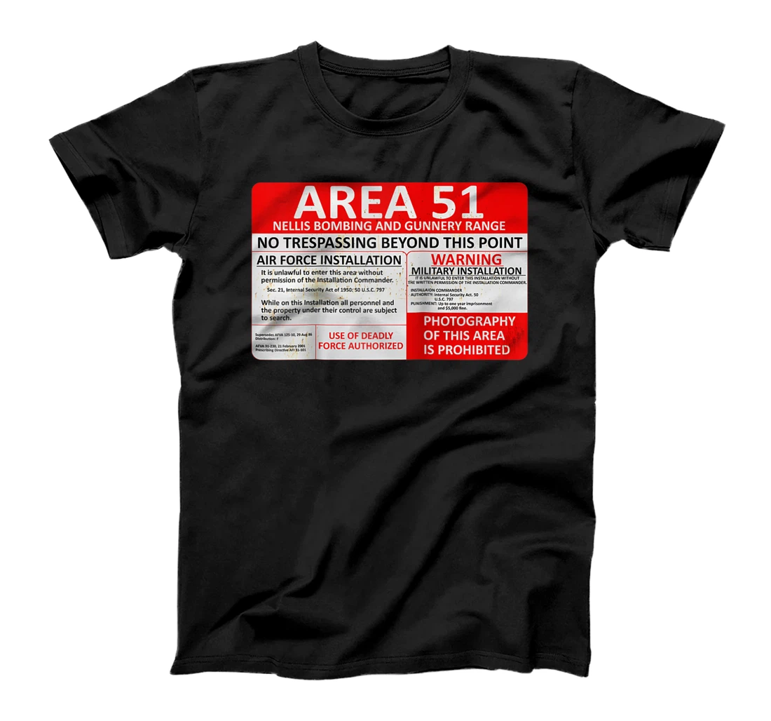 Area 51 Fake Military Sign T-Shirt, Women T-Shirt