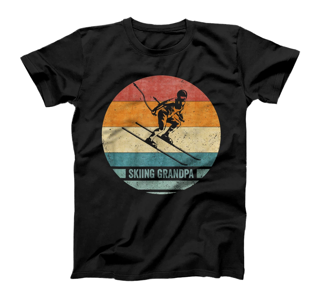 Personalized Vintage Retro Proud Skiing Grandpa Skier Silhouette Sunset T-Shirt, Kid T-Shirt and Women T-Shirt