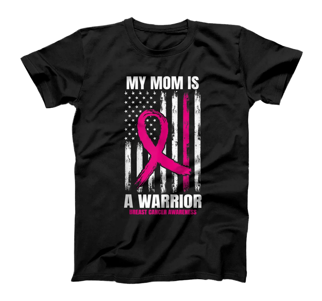 American Flag Pink Breast Cancer Awareness Women Men Mom T-Shirt, Women T-Shirt