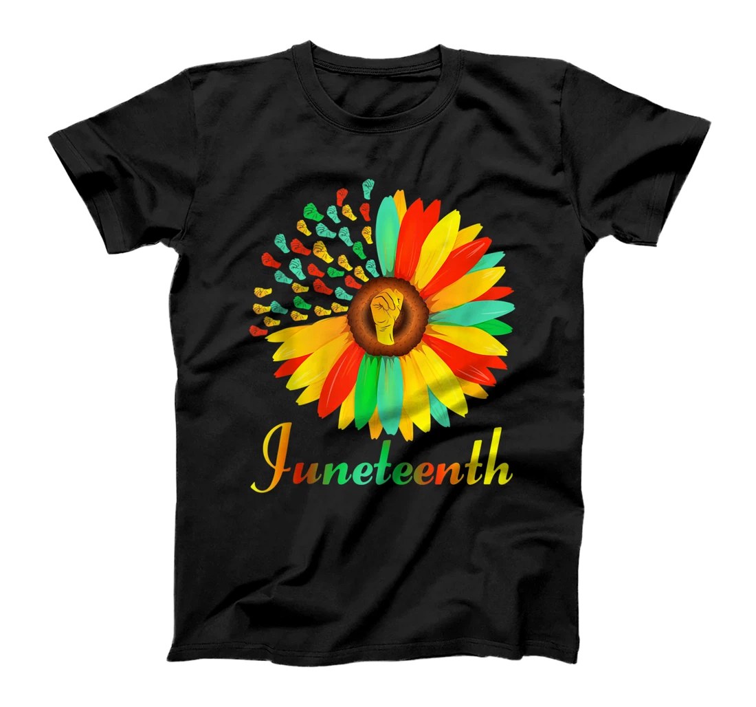 Sunflower Fist Juneteenth Black History African American T-Shirt, Women T-Shirt