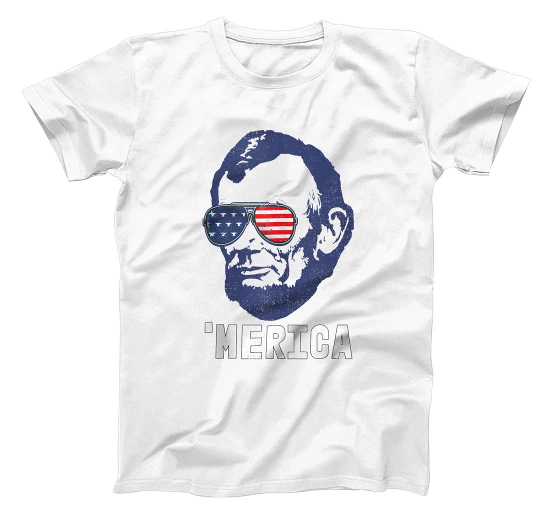 Abraham Lincoln Vintage USA Flag 4th Of July Merica T-Shirt, Women T-Shirt