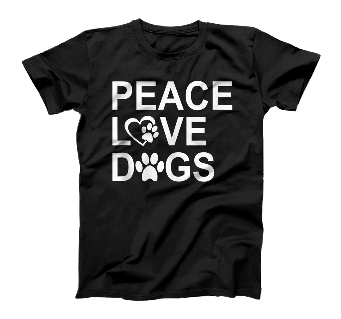 Peace Love Dogs Shirt,Peace Love Paw Print Tanks,Rescue Dog T-Shirt, Women T-Shirt