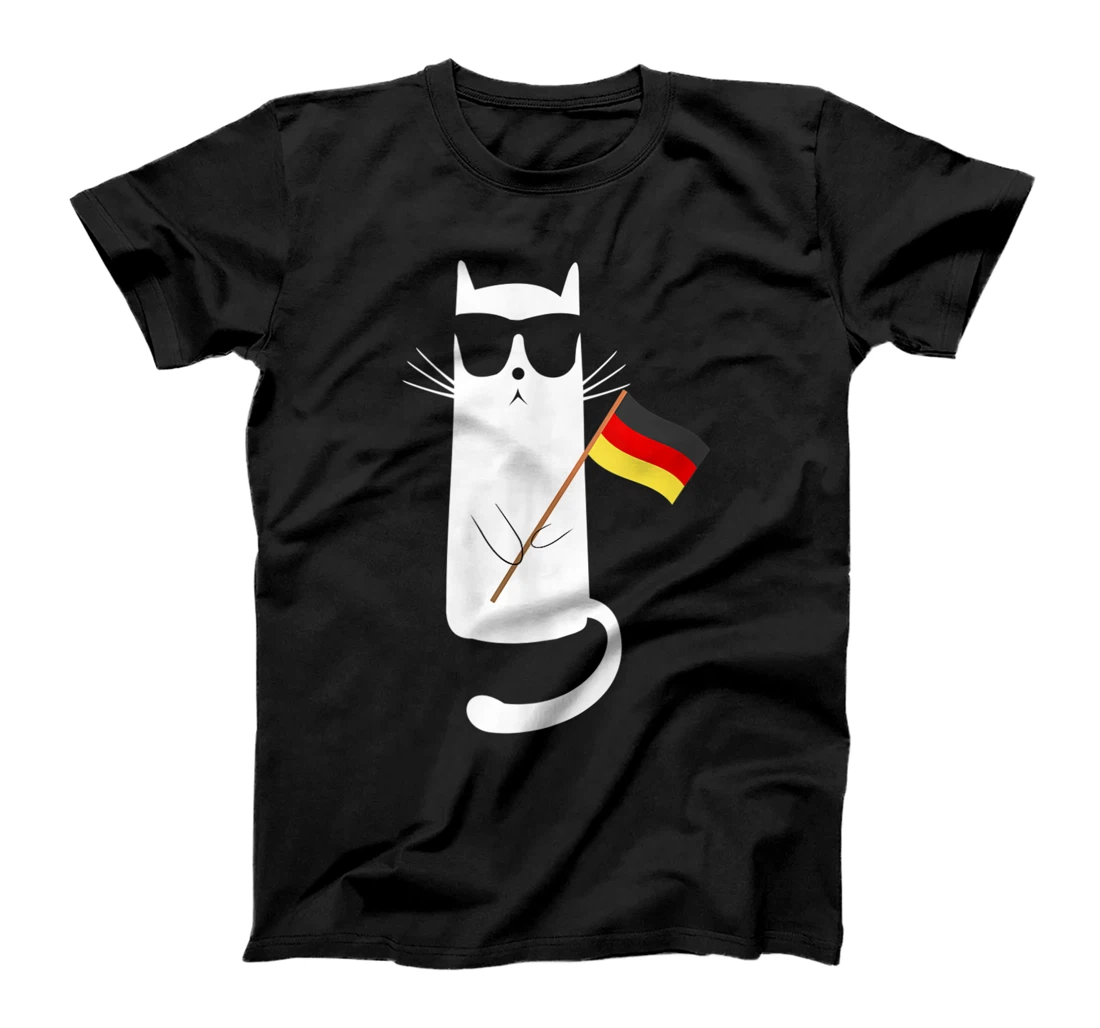 Funny Cat Wearing Sunglasses withFlag German Germany T-Shirt, Women T-Shirt