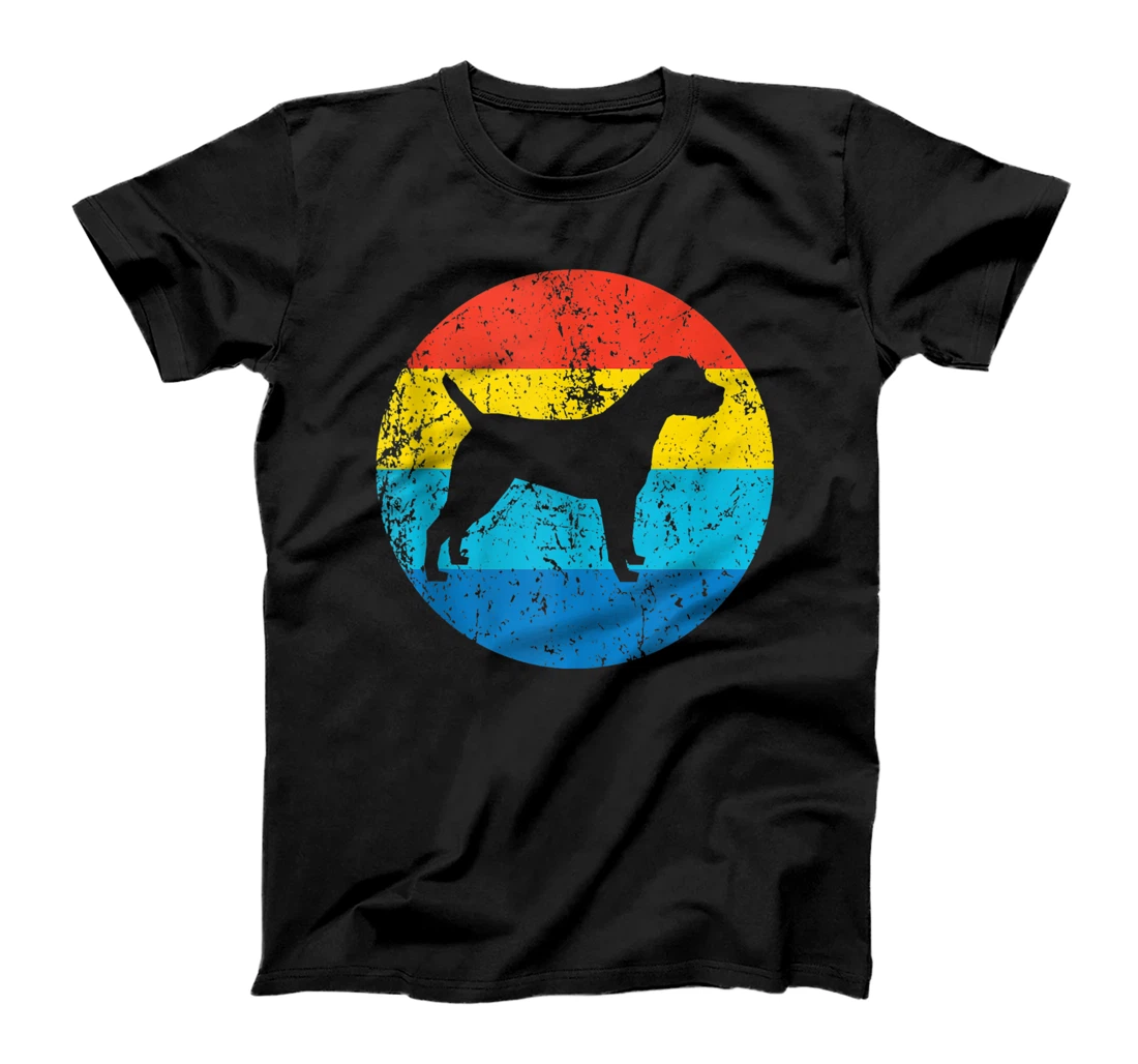 Border Terrier Dog Breed Silhouette Retro 1970's Circle T-Shirt, Women T-Shirt