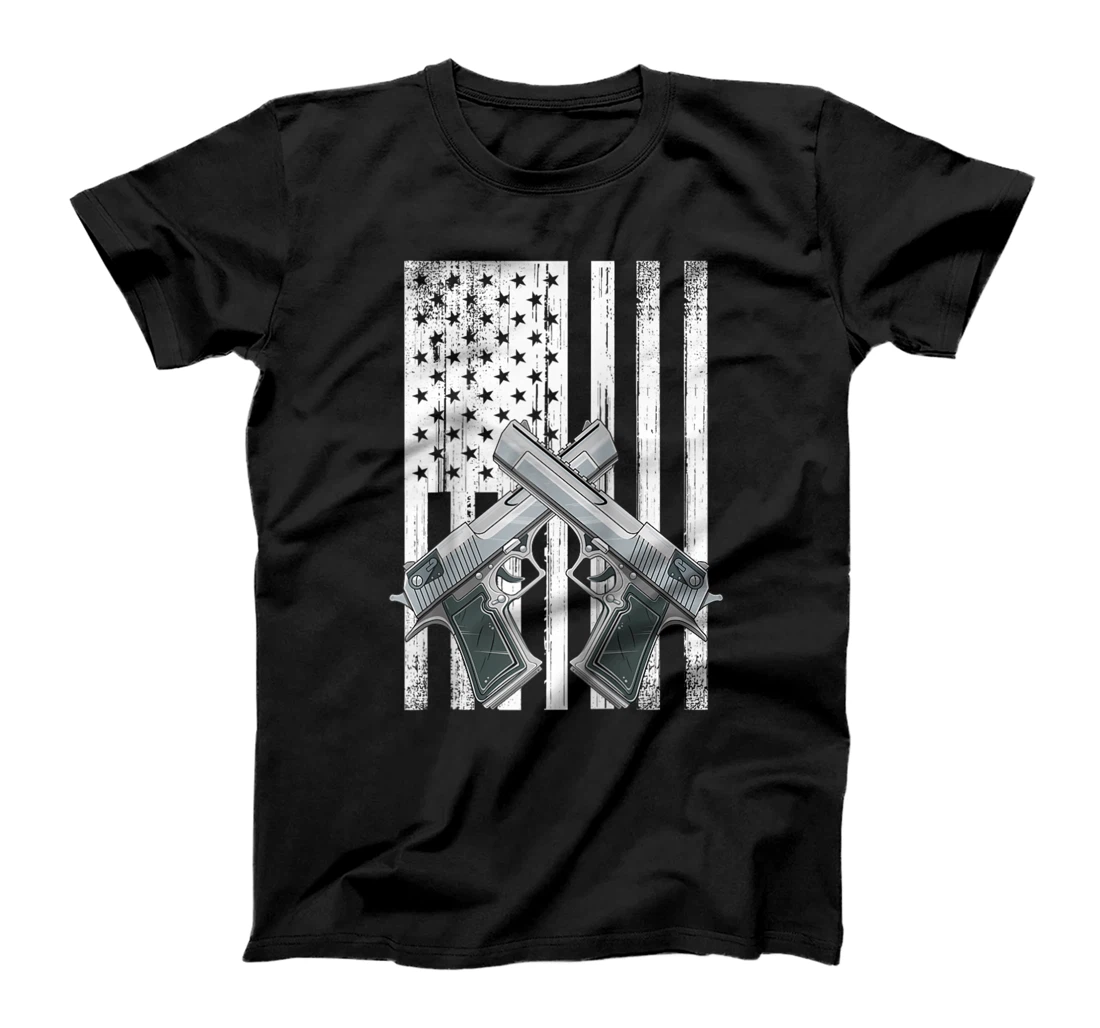 U.S Flag Patriotic Military Army 2nd Amendment Pistol Flag T-Shirt, Women T-Shirt