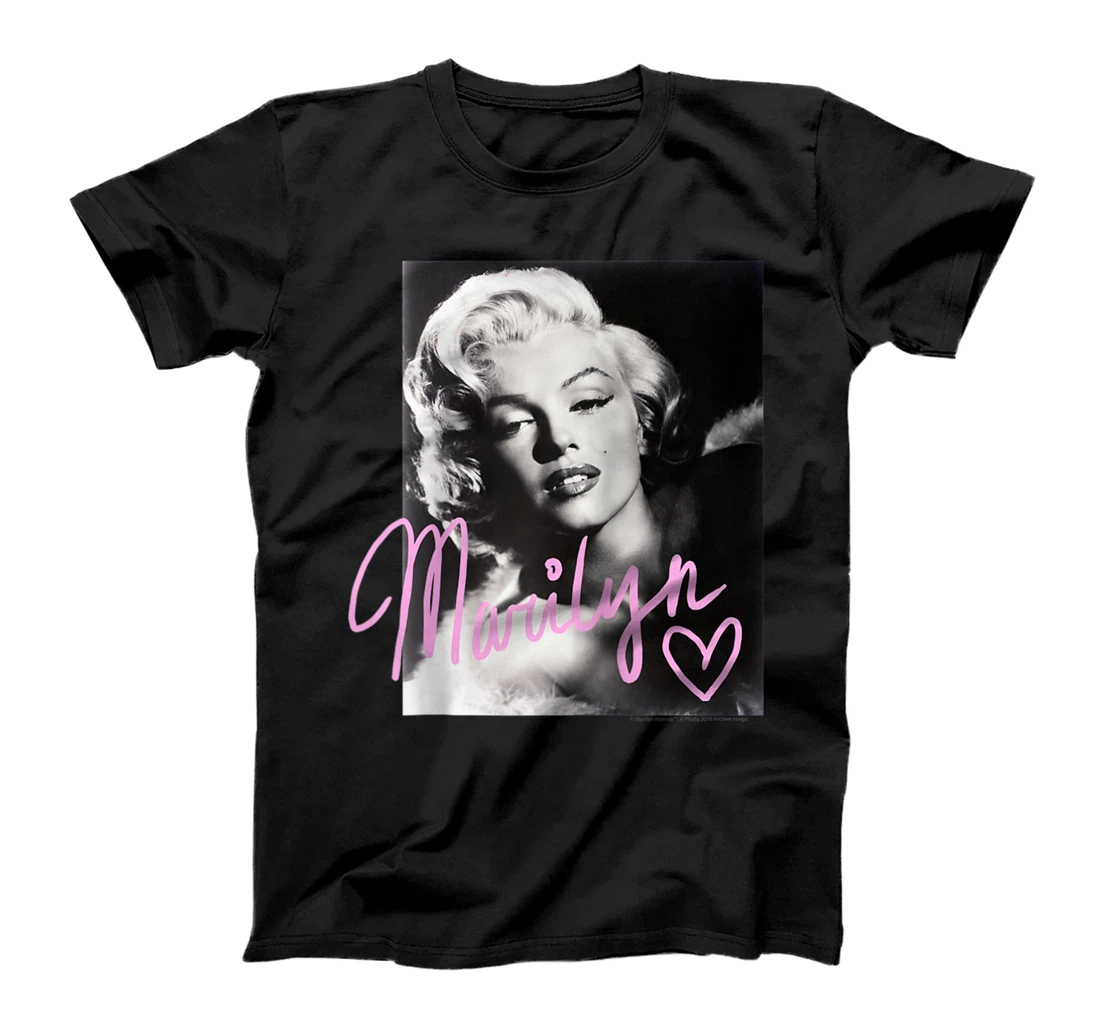 Marilyn Monroe black and white, pink handwriting T-Shirt, Women T-Shirt