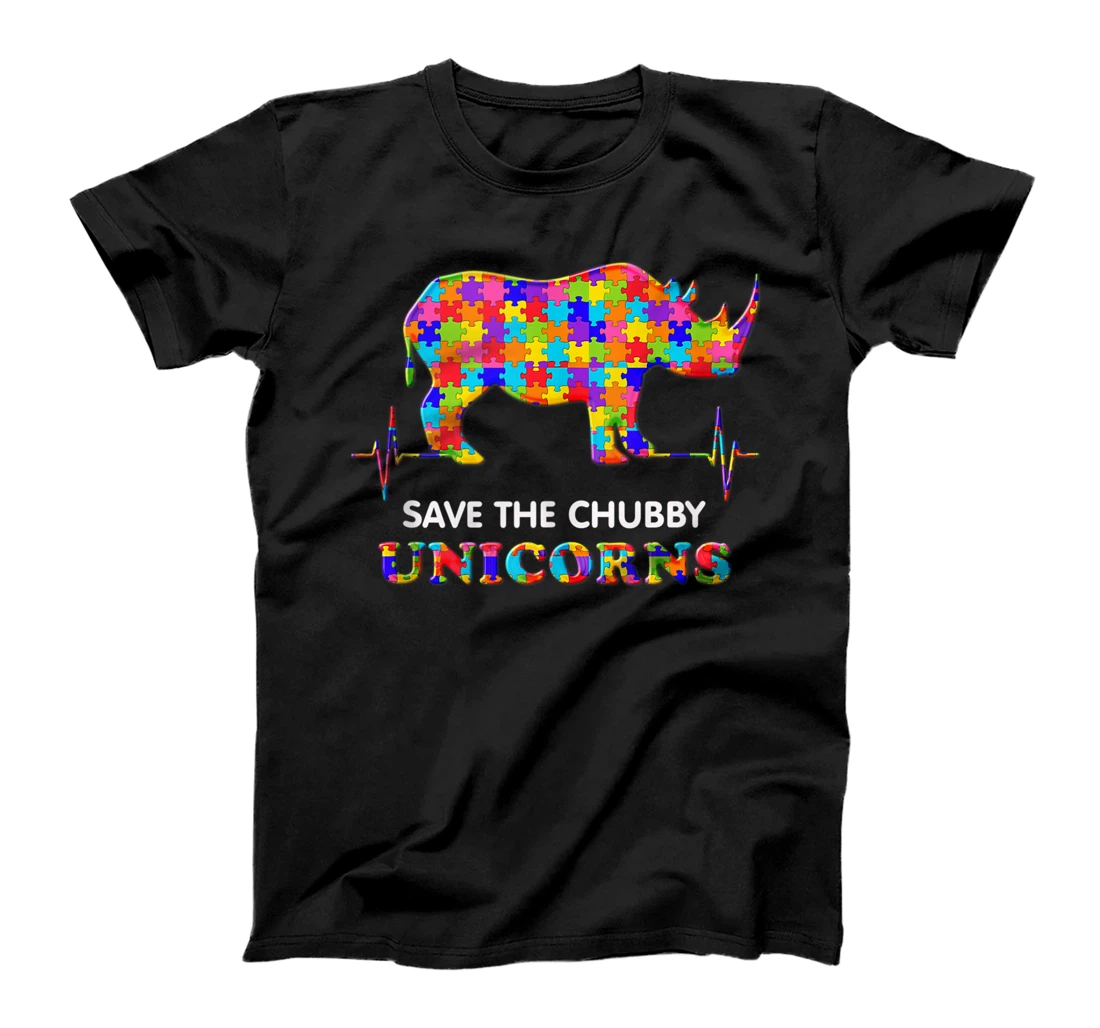 Funny Save the Chubby Unicorns Fat Rhino Jigsaw Puzzle humor T-Shirt, Women T-Shirt
