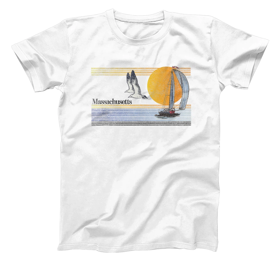 Massachusetts Vintage Sailing Sailboat Sail Boat Beach Retro T-Shirt, Women T-Shirt