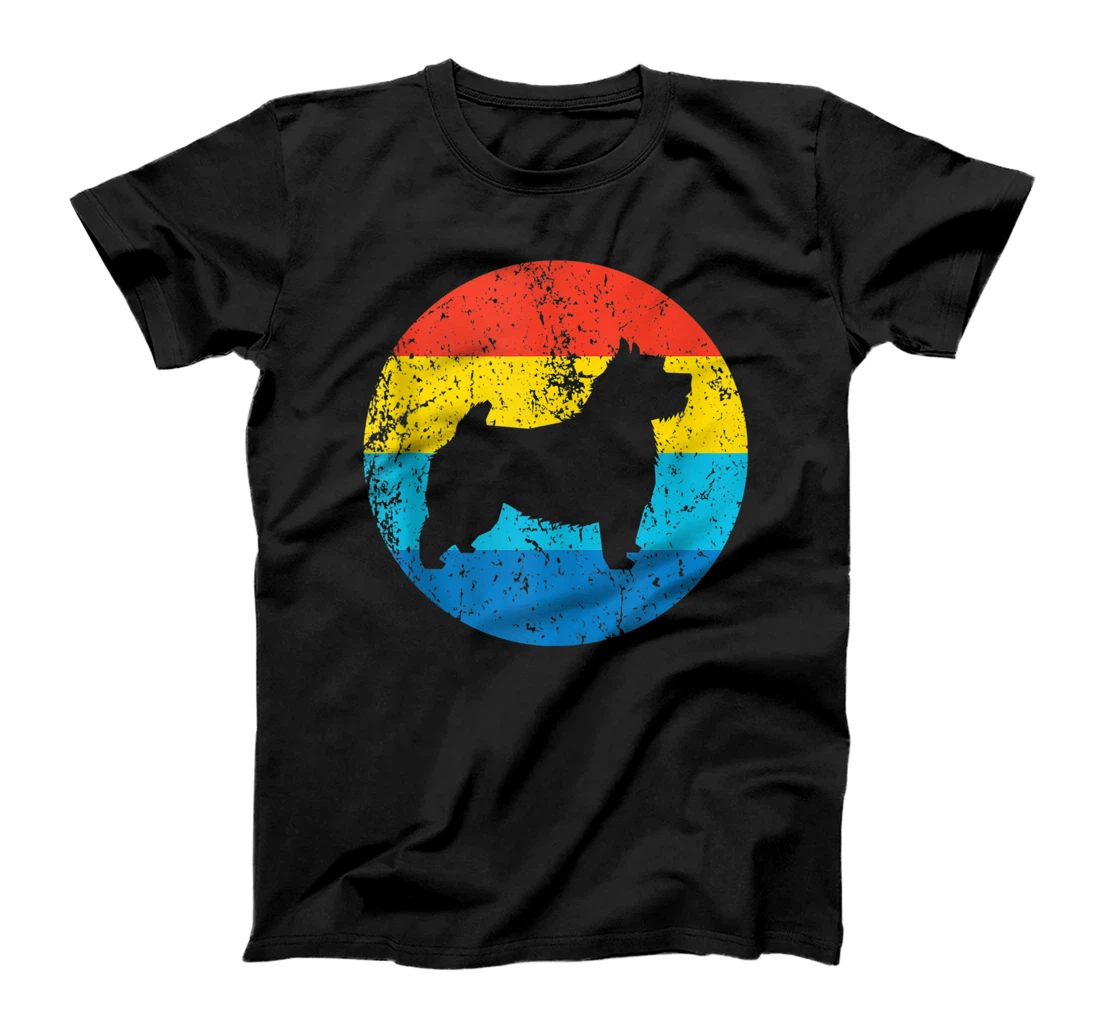Norwich Terrier Dog Breed Silhouette Retro 1970's Circle T-Shirt, Women T-Shirt