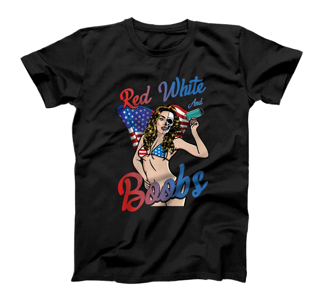 Red White And Boobs Independence Day USA Flag 4th Of July T-Shirt, Women T-Shirt