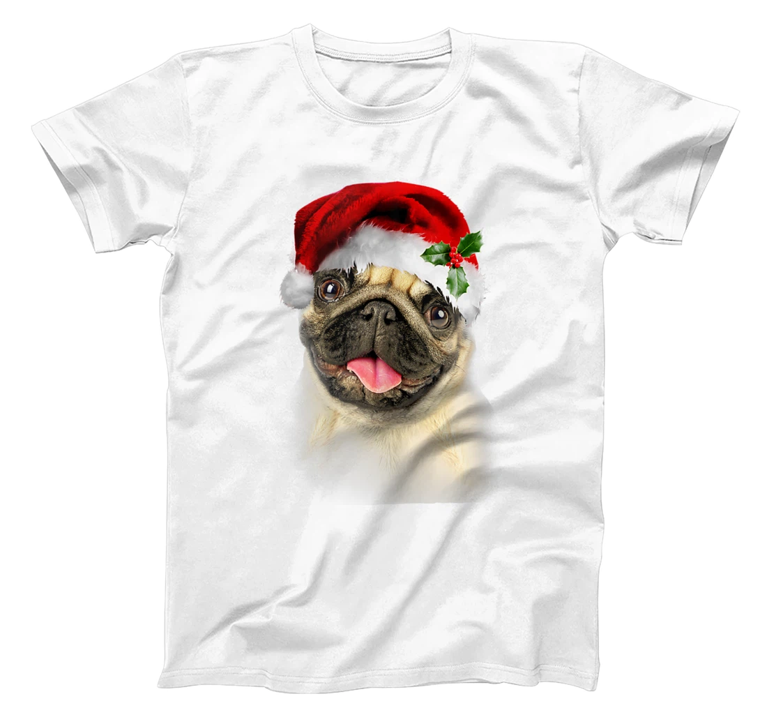 Santa Pug Holiday T-Shirt, Women T-Shirt