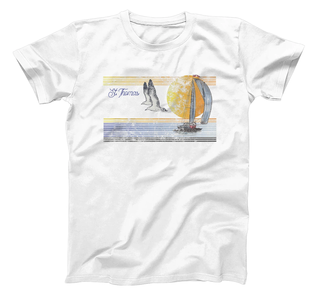 Vintage Sailing Sailboat Sail Retro- Saint St. Thomas Island T-Shirt, Women T-Shirt