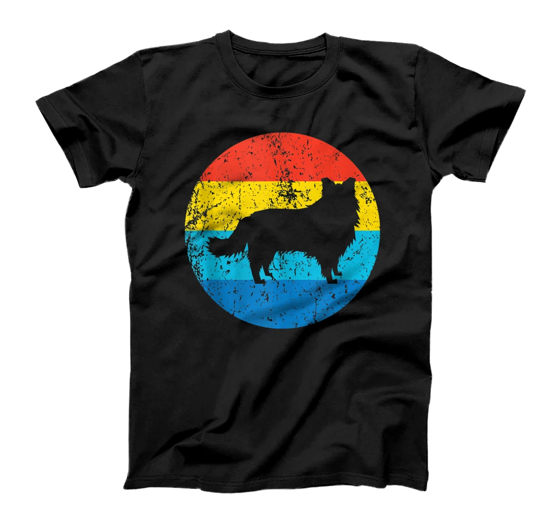 Border Collie Dog Breed Silhouette Retro 1970's Circle T-Shirt, Women T-Shirt