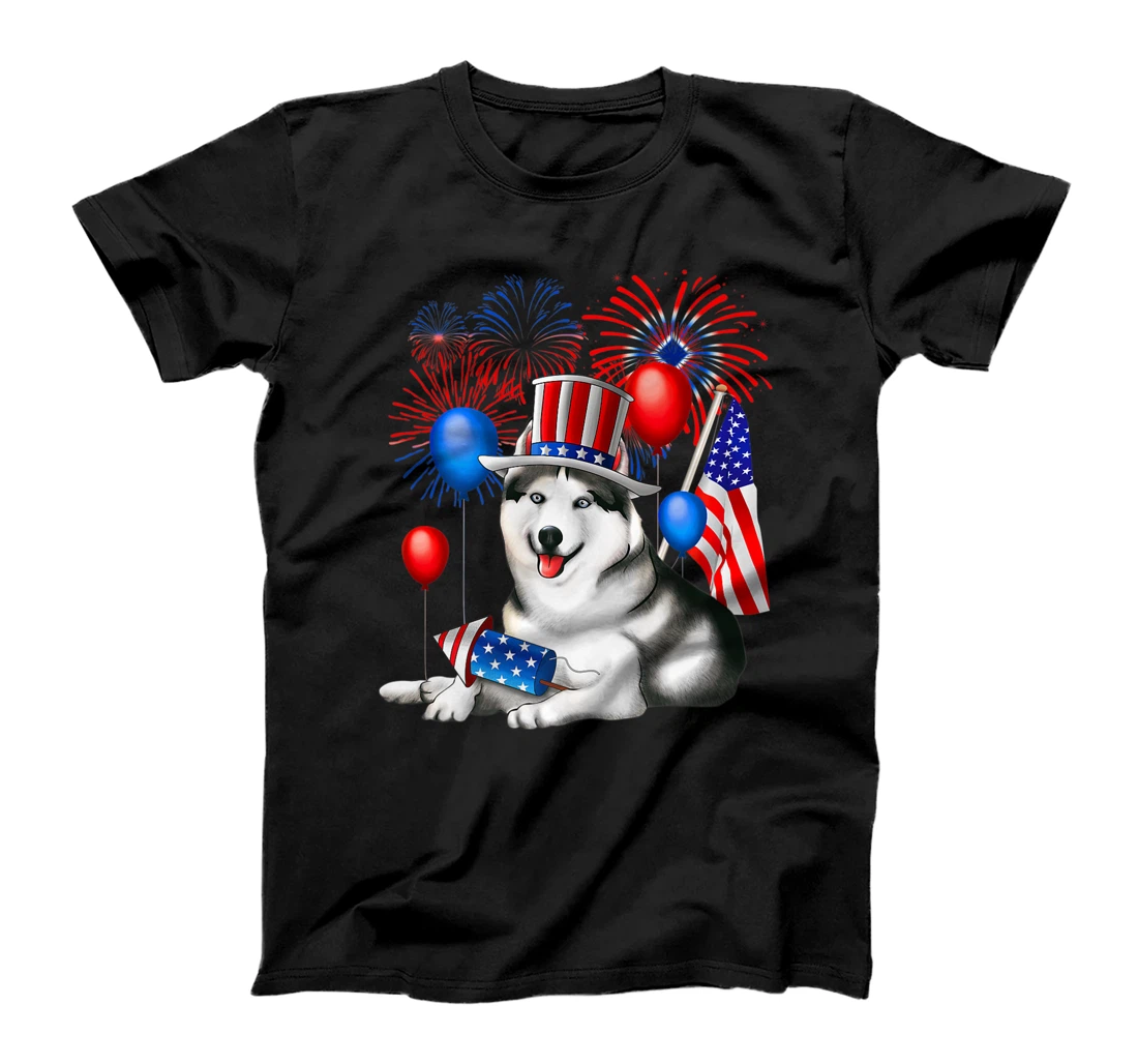 Girls 4th July Womens Summer Outfit American Flag Husky Dog Premium T-Shirt, Kid T-Shirt and Women T-Shirt