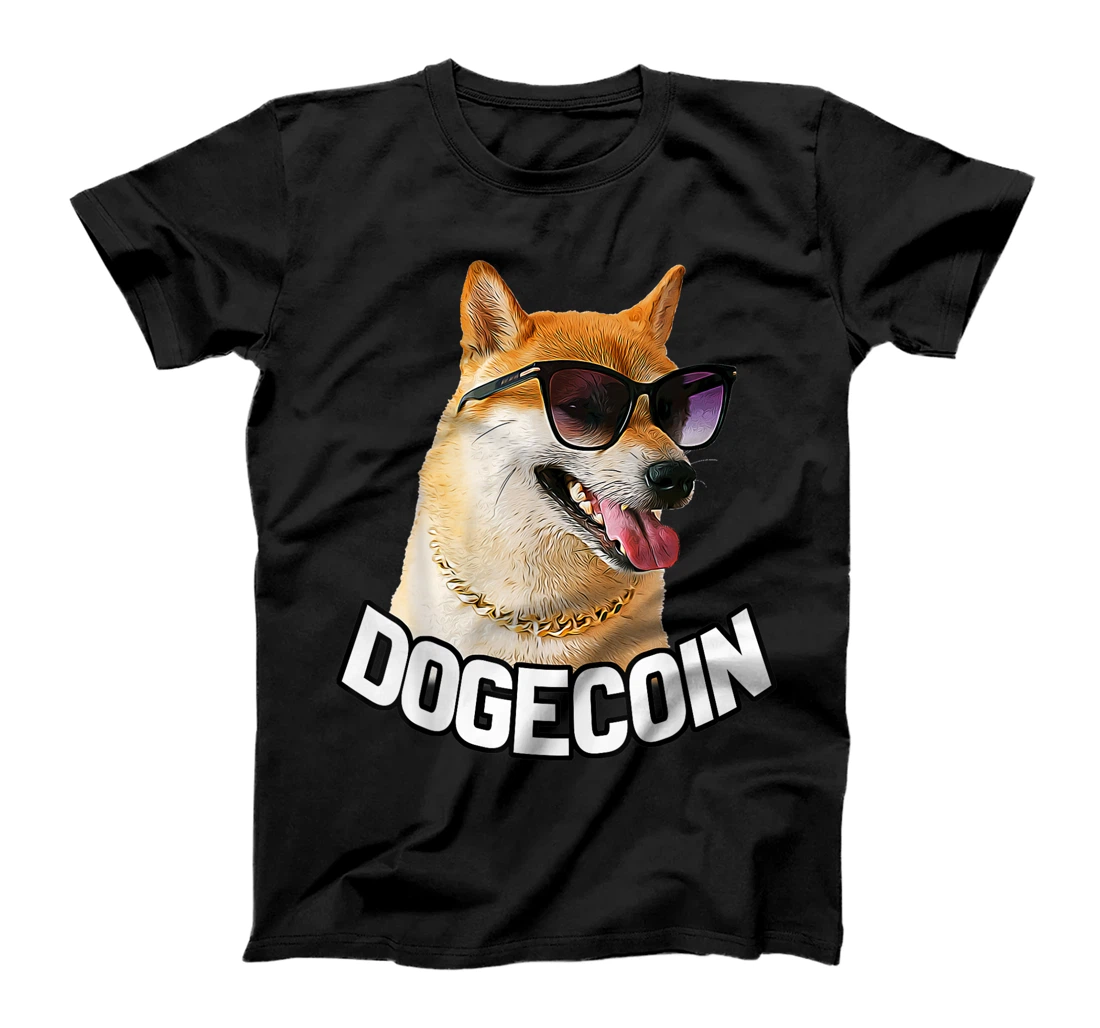 Dogecoin - Cool Shiba Inu Wearing Sunglasses and Chain Doge T-Shirt, Women T-Shirt