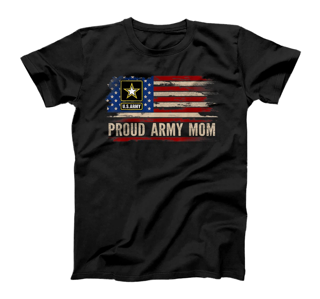 Vintage Proud Army Mom American Flag Veteran Gift T-Shirt, Kid T-Shirt and Women T-Shirt