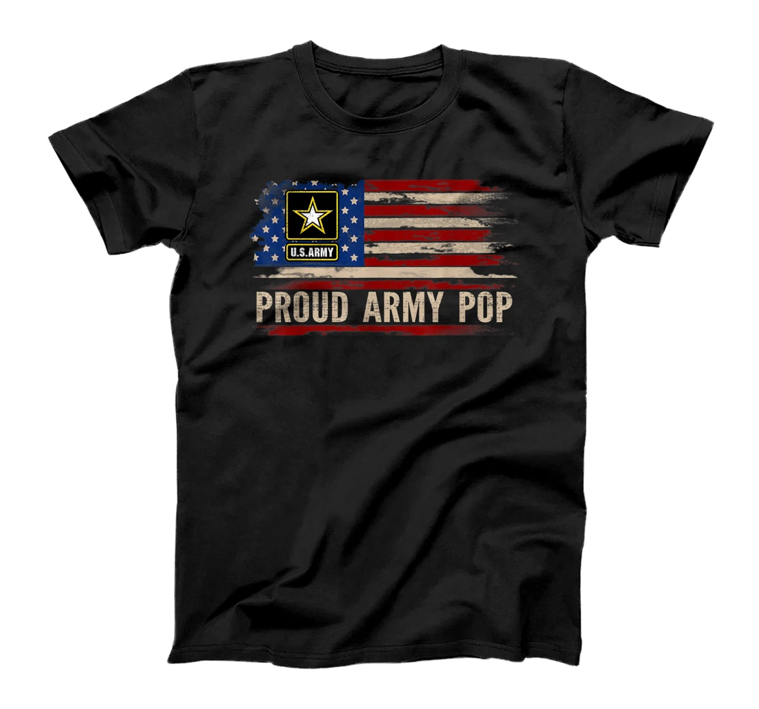 Vintage Proud Army Pop American Flag Veteran Gift T-Shirt, Women T-Shirt