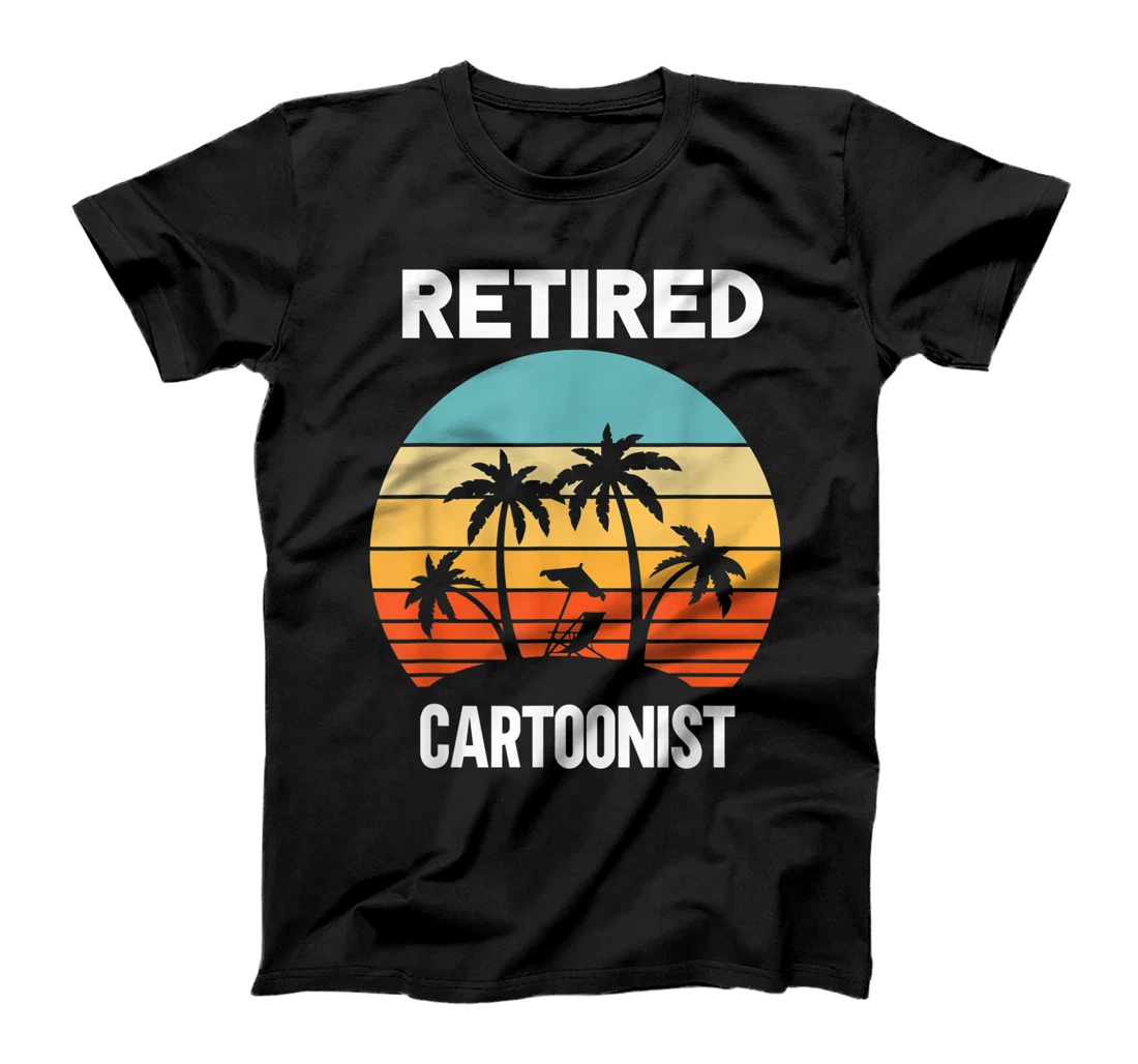 Retired Cartoonist retirement beach palm tree T-Shirt, Women T-Shirt