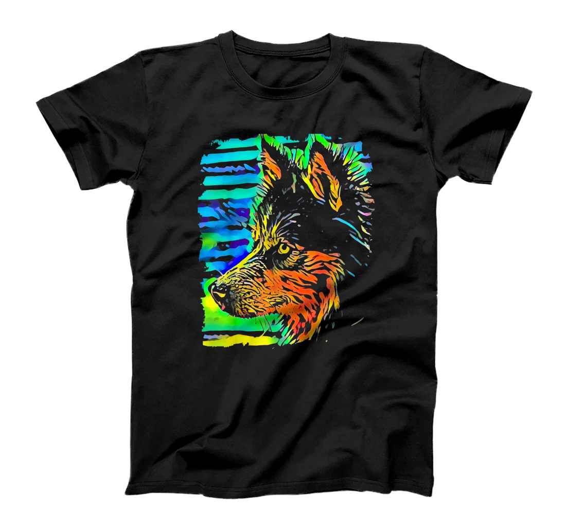 Pop Art Blue Orange Green Yellow Alaskan Malamute T-Shirt, Kid T-Shirt and Women T-Shirt