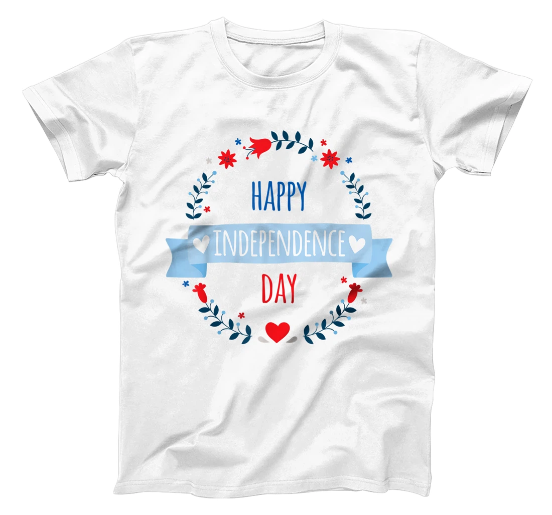 Happy Independence Day Flowers T-Shirt, Kid T-Shirt and Women T-Shirt