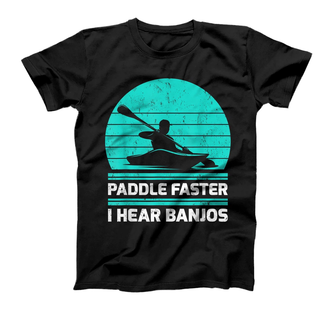 Personalized Retro Vintage Paddle Faster I Hear Banjos Kayaking T-Shirt, Women T-Shirt