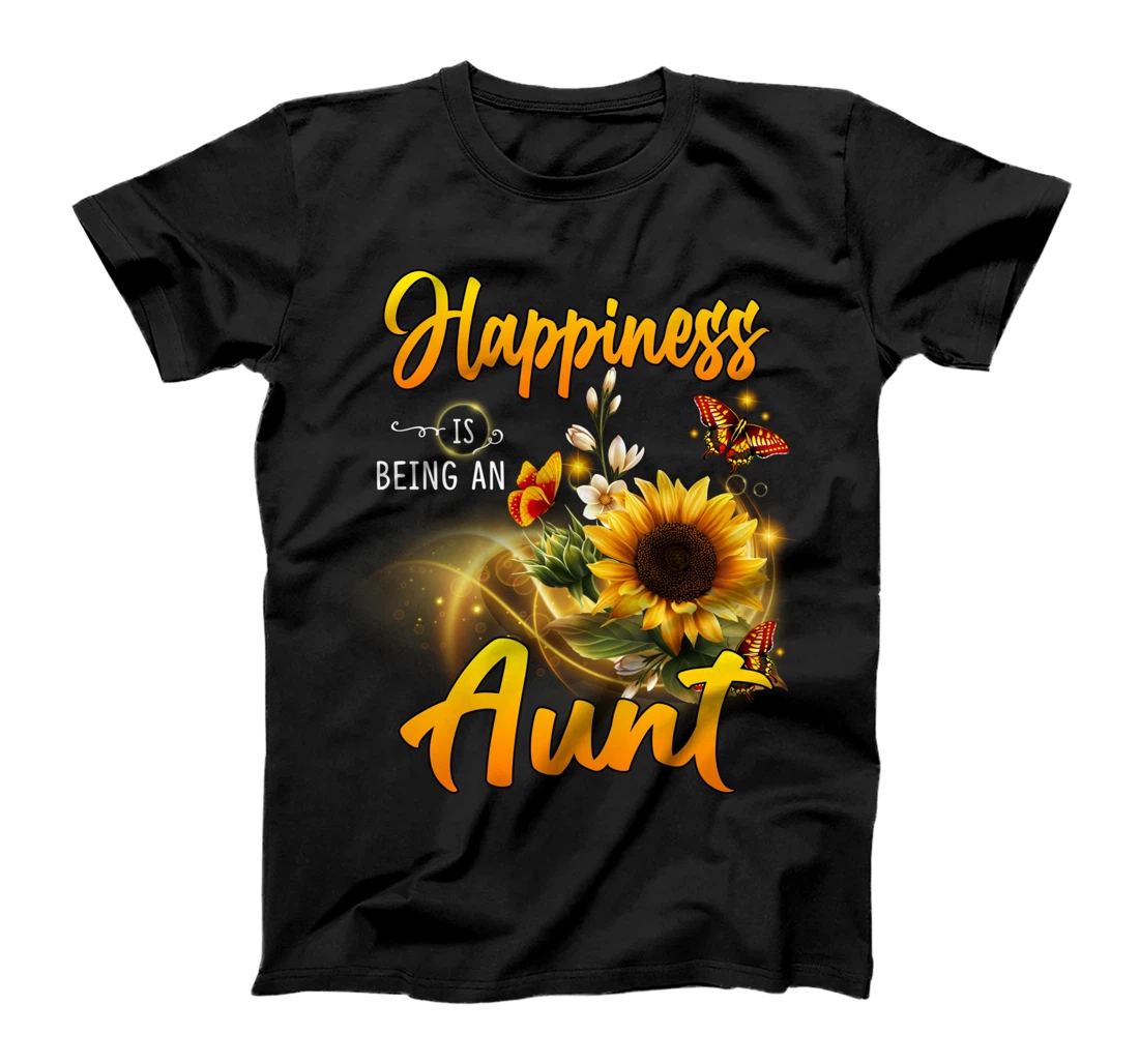 Women Happiness is Being An Aunt Cute Sunflowers Butterflies T-Shirt