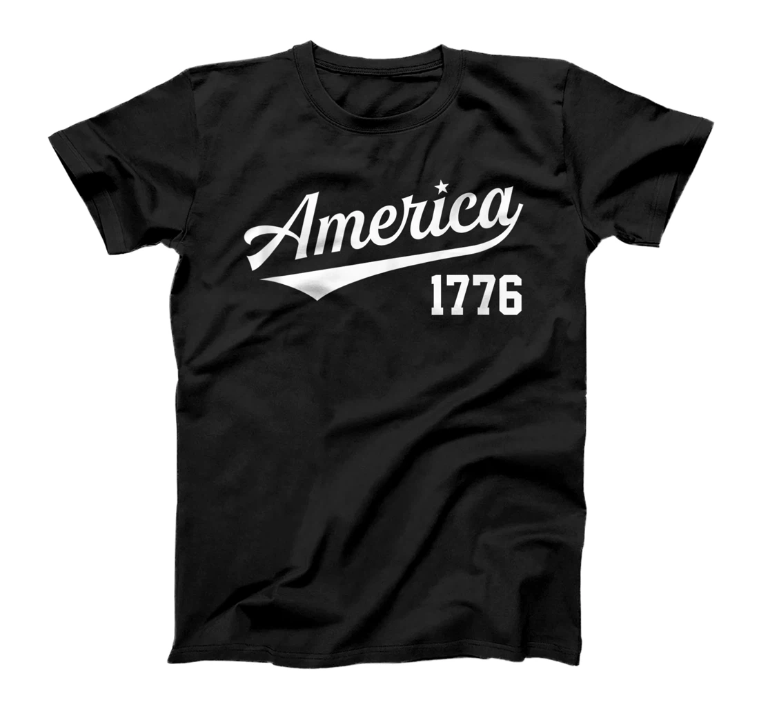 America 1776 Baseball Jersey Style Fourth of July USA T-Shirt, Women T-Shirt