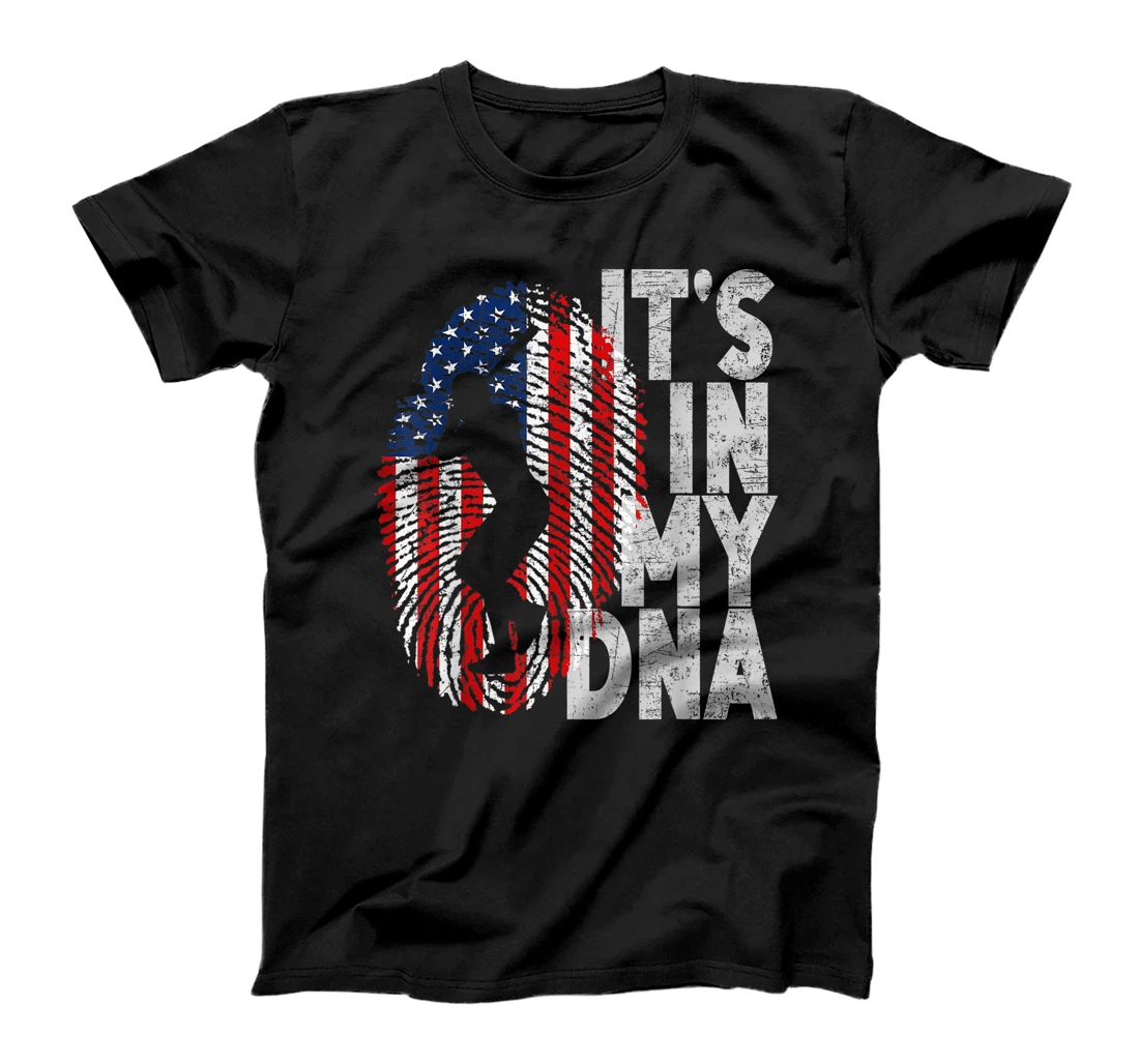 Personalized Baseball & USA It's In My DNA Patriot Flag Fingerprint T-Shirt, Women T-Shirt