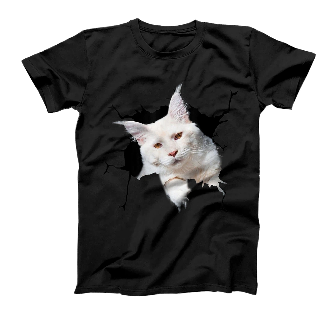 Personalized maine coon cats Torn Cloth , Kitten T-Shirt, Women T-Shirt