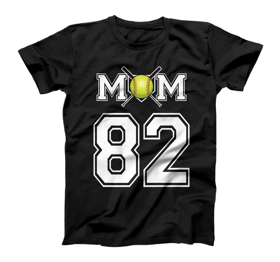 Personalized Number 82 Player Softball Mom Biggest Fan Wear For Women T-Shirt, Kid T-Shirt and Women T-Shirt