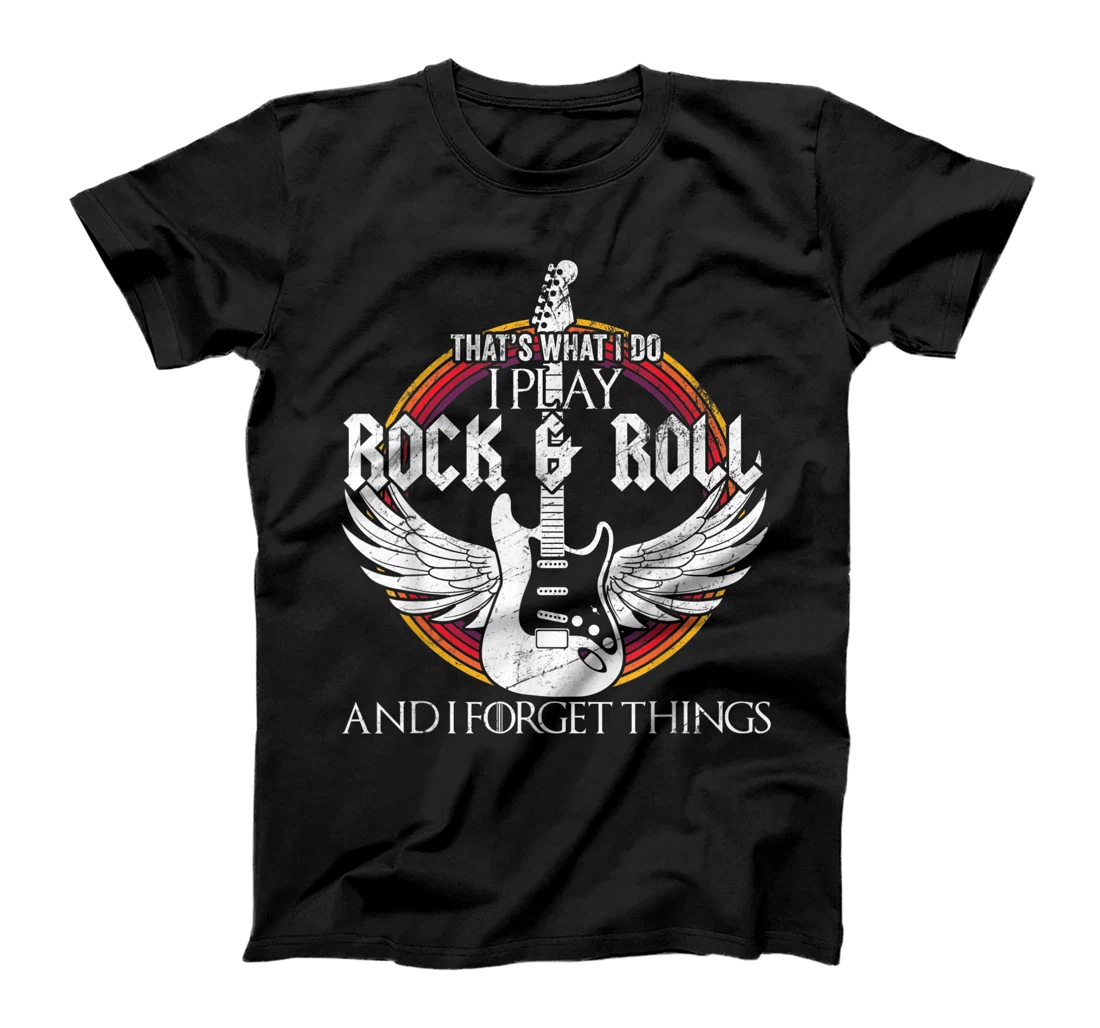 Personalized Vintage I play Rock and Roll and I forget things Guitar T-Shirt, Women T-Shirt