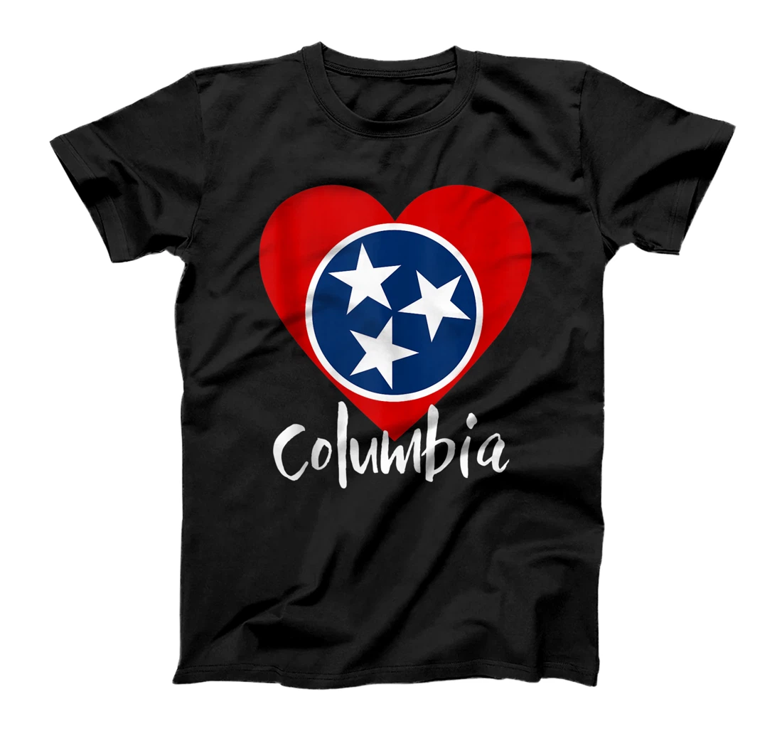 I Love Columbia Tennessee TN State Flag Heart T-Shirt, Women T-Shirt