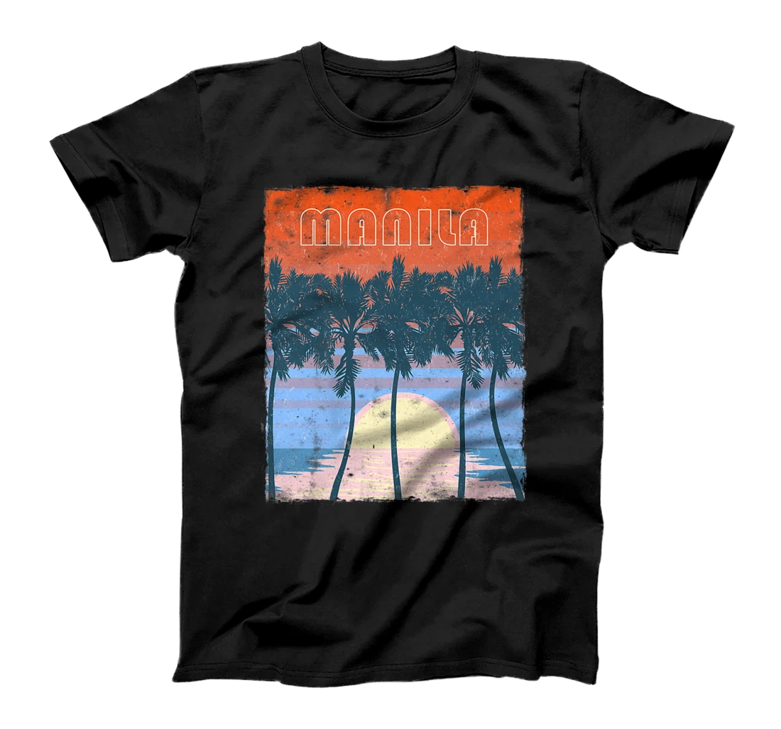 Personalized Retro Manila Philippines Tropical Sunset T-Shirt, Kid T-Shirt and Women T-Shirt