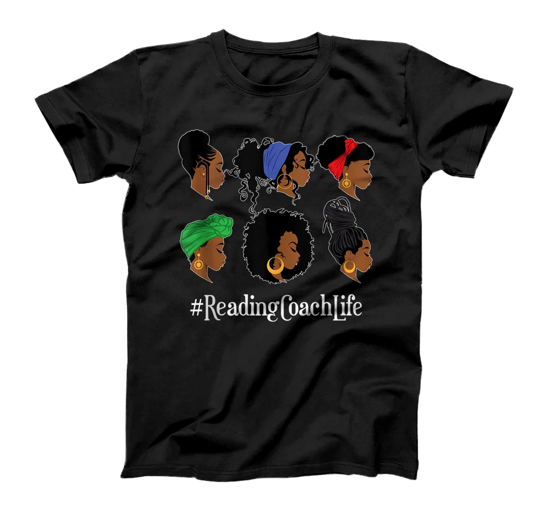 Reading Coach Life Black African American Afro Woman T-Shirt, Women T-Shirt