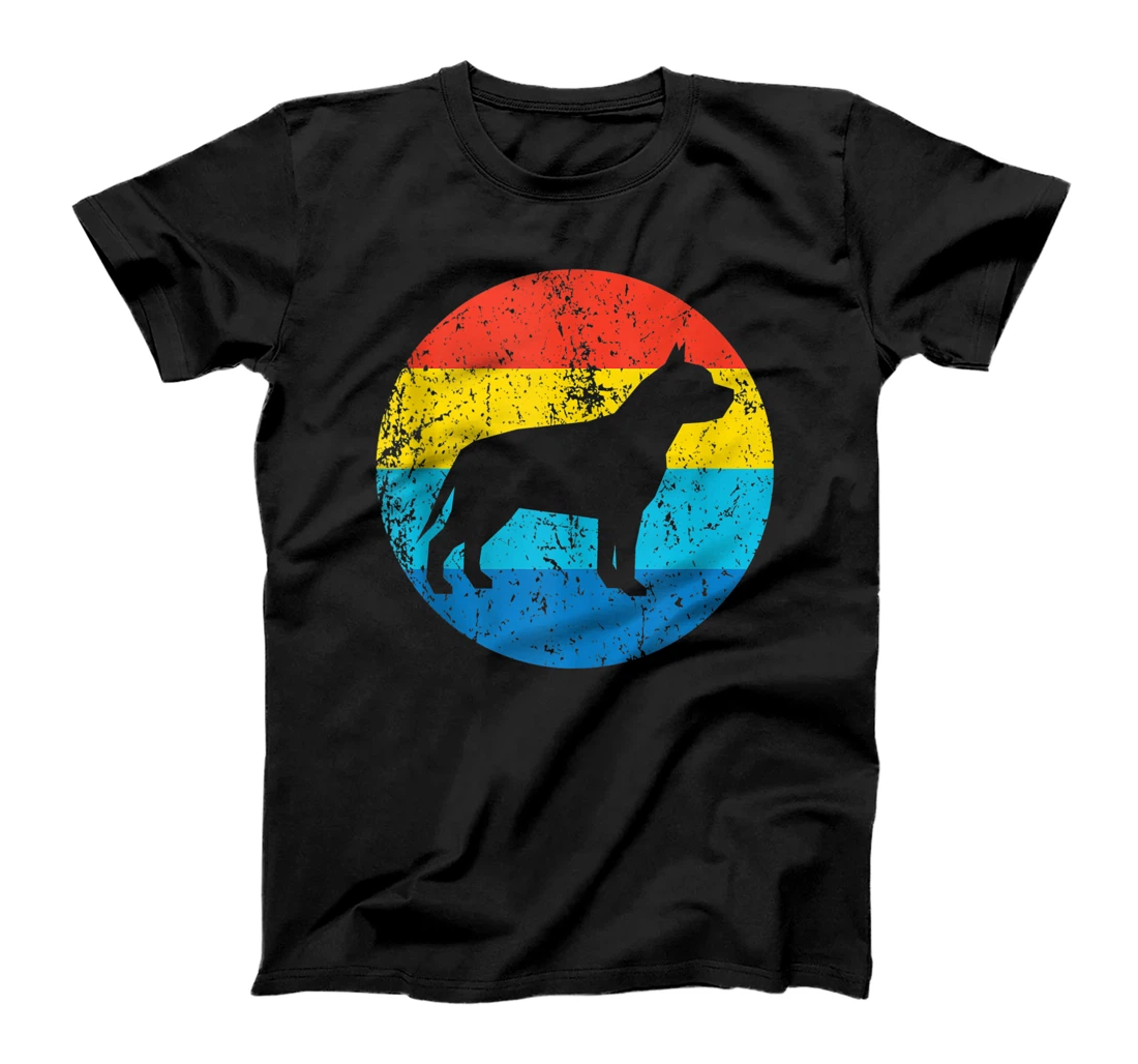 Pit Bull Dog Breed Silhouette Retro 1970's Circle T-Shirt, Women T-Shirt