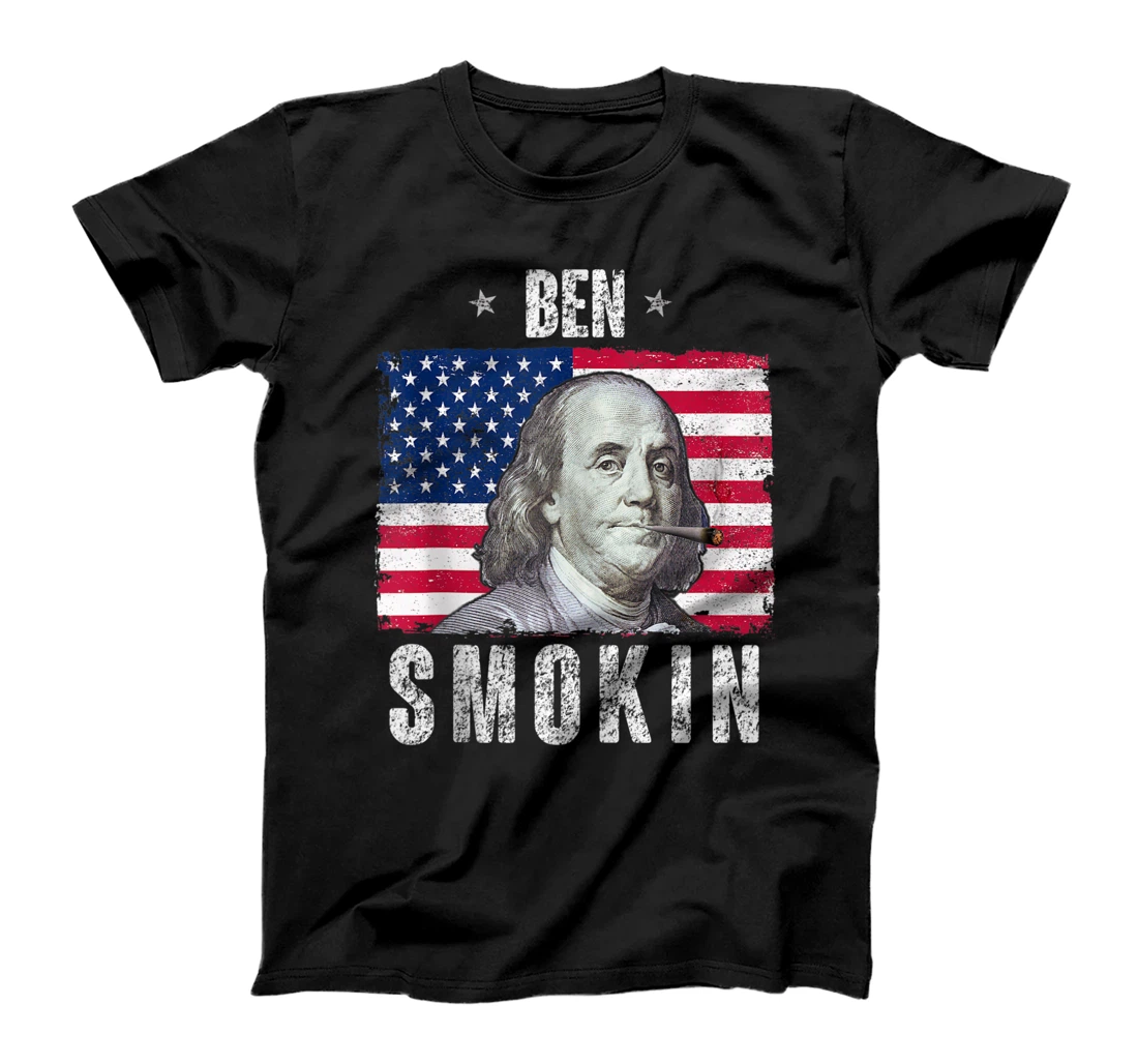 Funny 4th Of July Shirt Ben smoking weed USA Patriotic Tee T-Shirt, Women T-Shirt