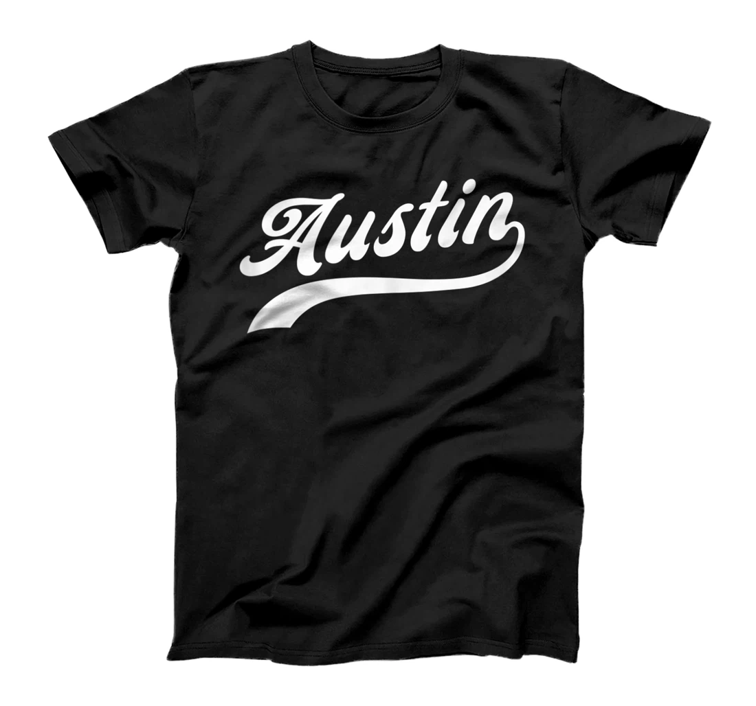 AUSTIN TEXAS Retro Athletic Script Design In White T-Shirt, Women T-Shirt