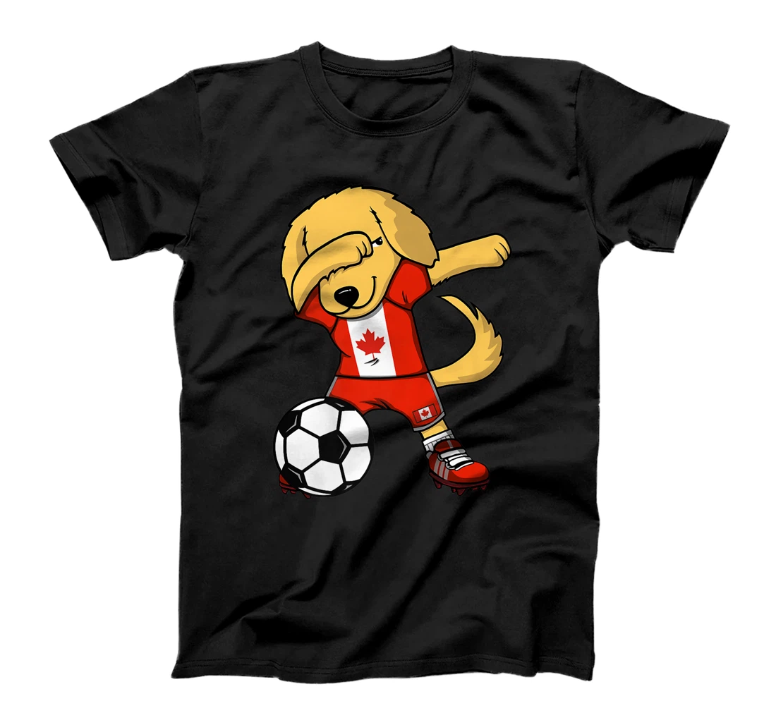 Personalized Dabbing Golden Retriever Canada Soccer Fans Jersey Football T-Shirt, Kid T-Shirt and Women T-Shirt