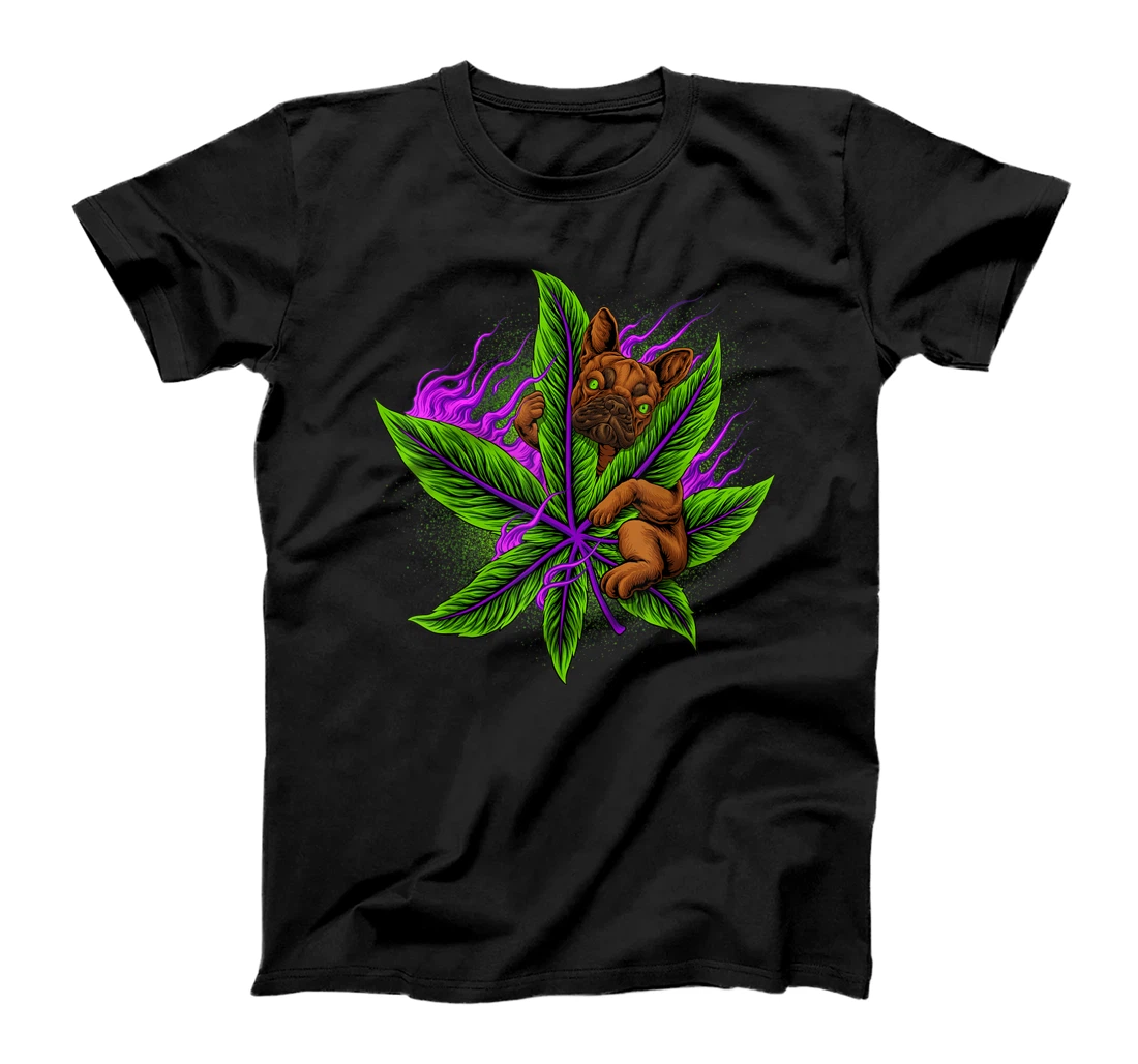 French Bulldog Weed Art Cannabis Frenchie Dog Weed Smoke T-Shirt, Women T-Shirt