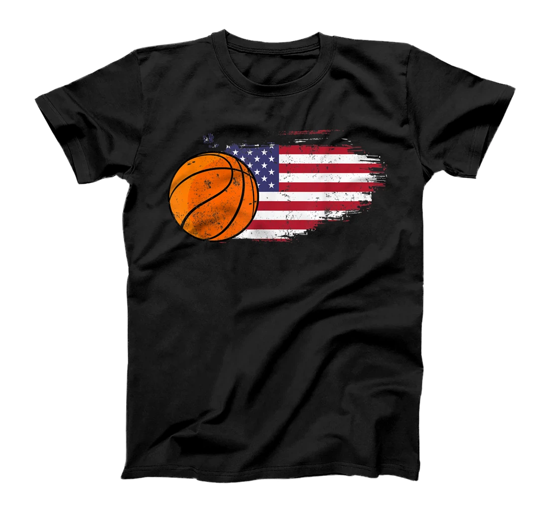 4th of July Patriotic American Flag Print Basketball Ball T-Shirt, Kid T-Shirt and Women T-Shirt