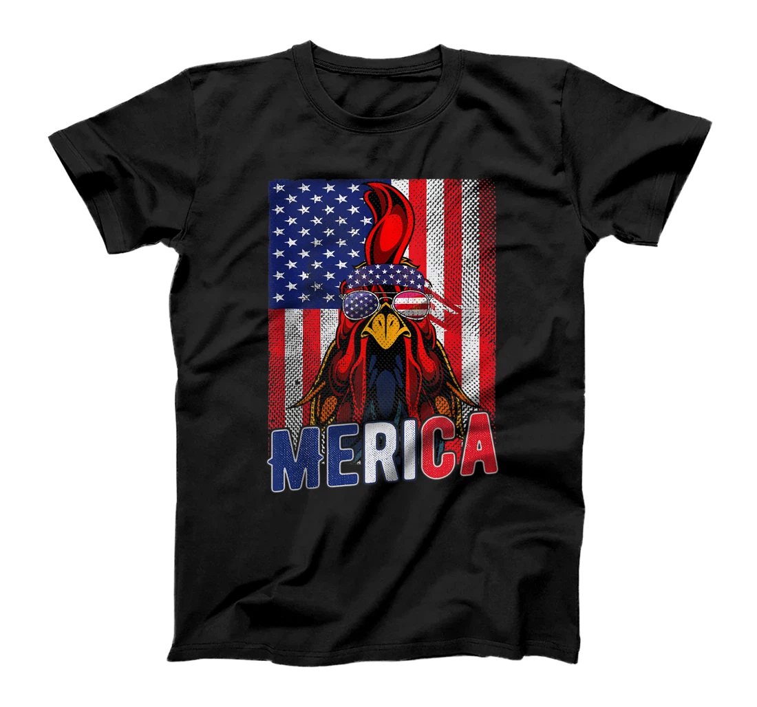 Patriotic Chicken Merica 4th Of July USA Independence T-Shirt, Women T-Shirt