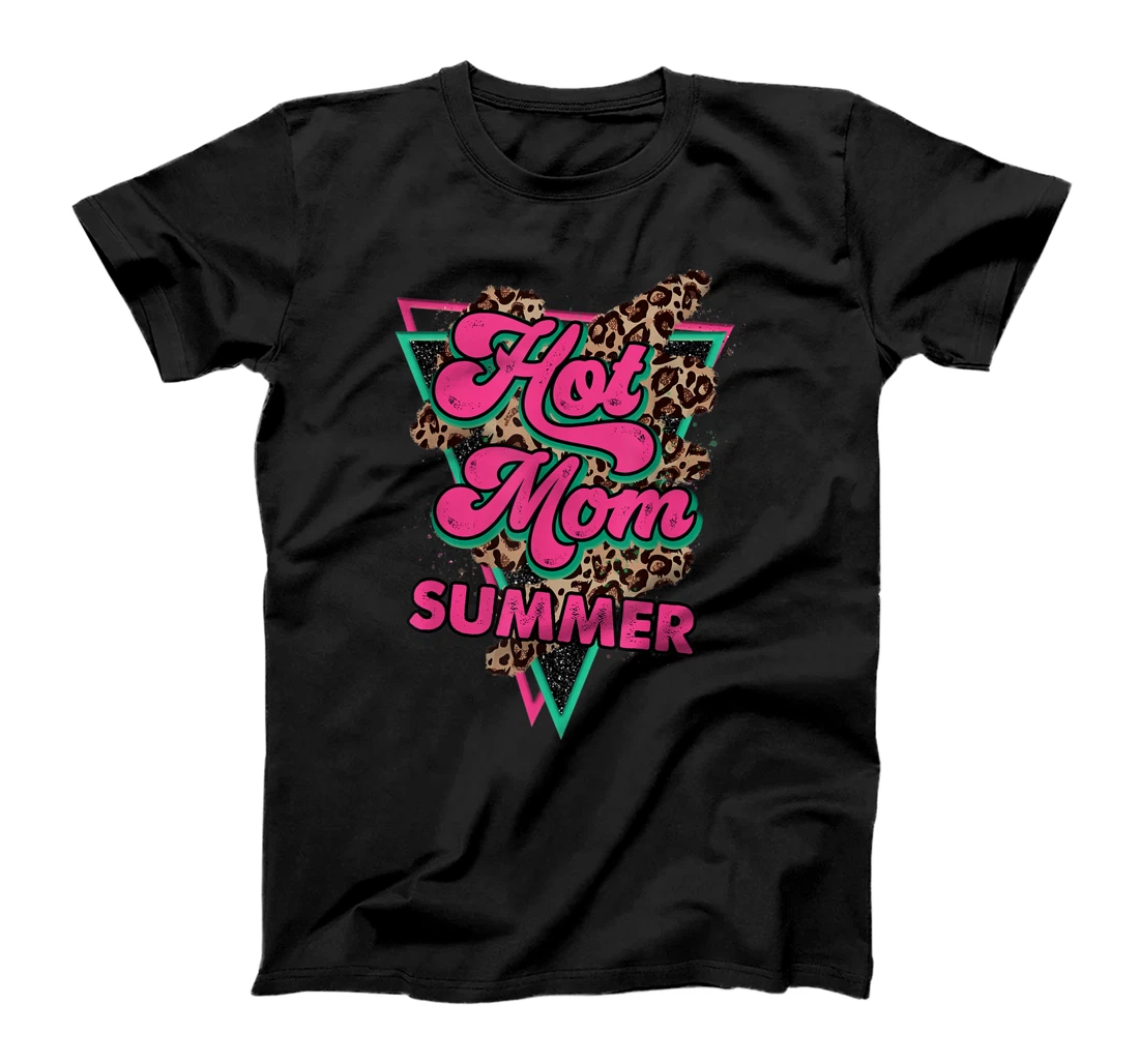 Retro Vintage Hot Mom Summer Vibes Leoapd Print Summer T-Shirt, Women T-Shirt