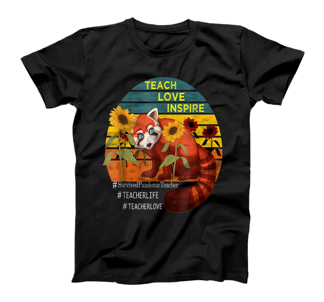 retro Teach Love Inspire Teacher summer break Red Panda idea T-Shirt, Kid T-Shirt and Women T-Shirt