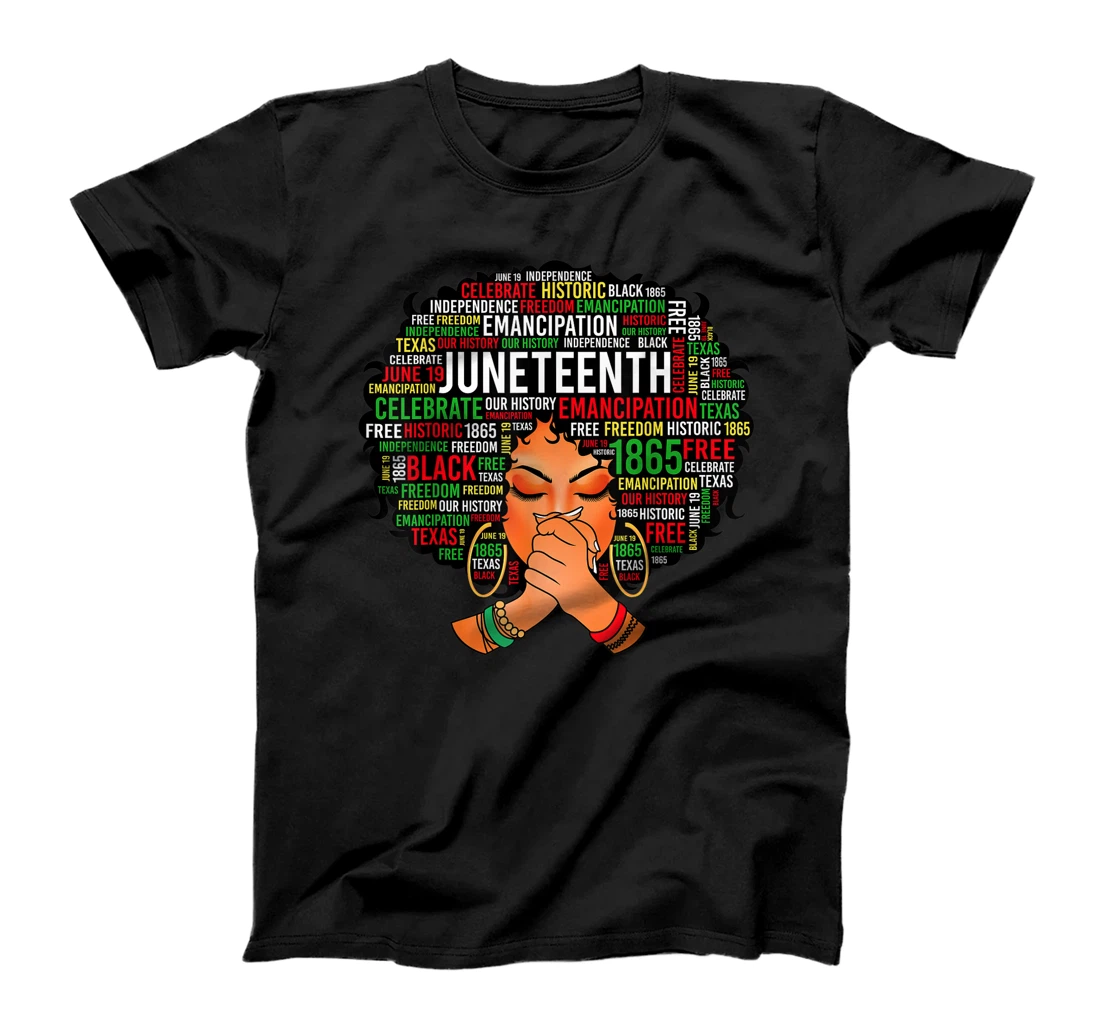 Juneteenth Independence Day Afro Word Art Black Girl Women T-Shirt, Women T-Shirt